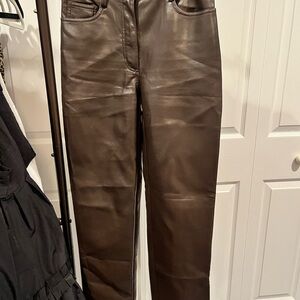 Wilfred High Rise Brown Leather Women Jeans